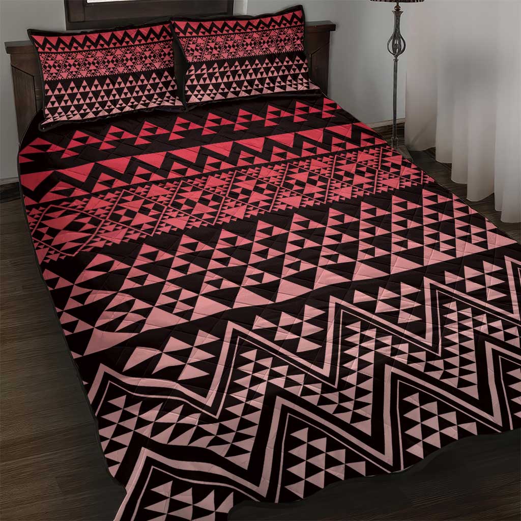 Maori Niho Taniwha Te Wheiao Quilt Bed Set Terracotta LT7 Terracotta - Polynesian Pride