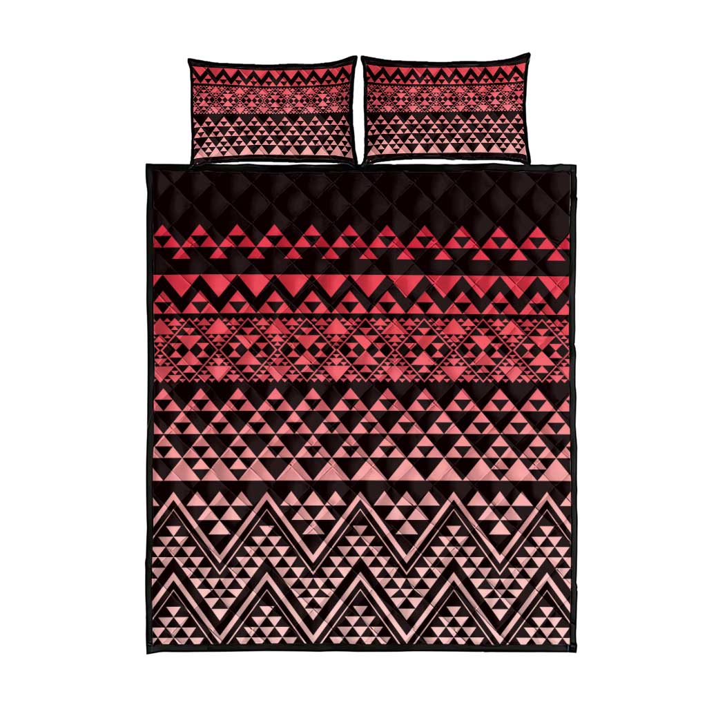 Maori Niho Taniwha Te Wheiao Quilt Bed Set Terracotta LT7 - Polynesian Pride