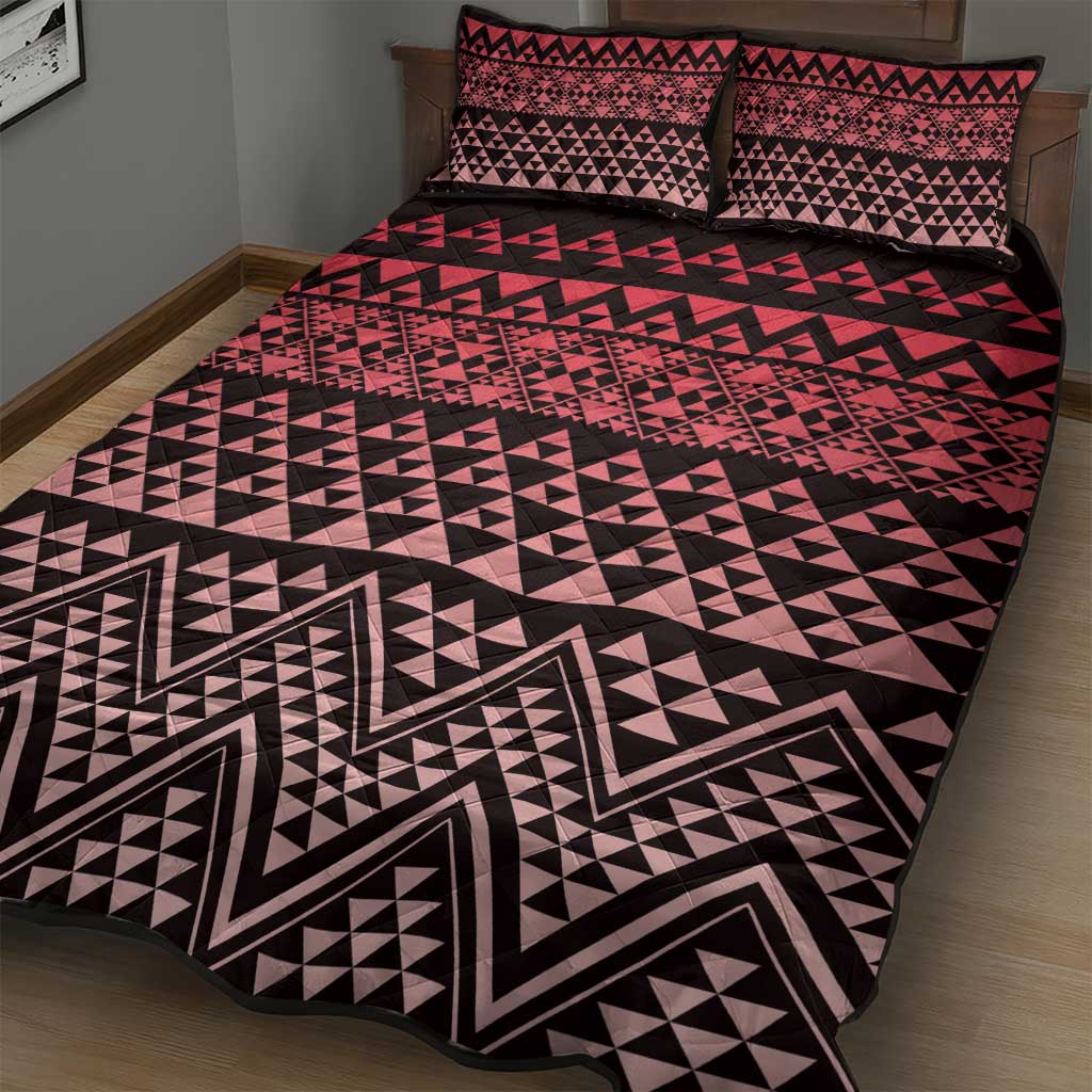 Maori Niho Taniwha Te Wheiao Quilt Bed Set Terracotta LT7 - Polynesian Pride