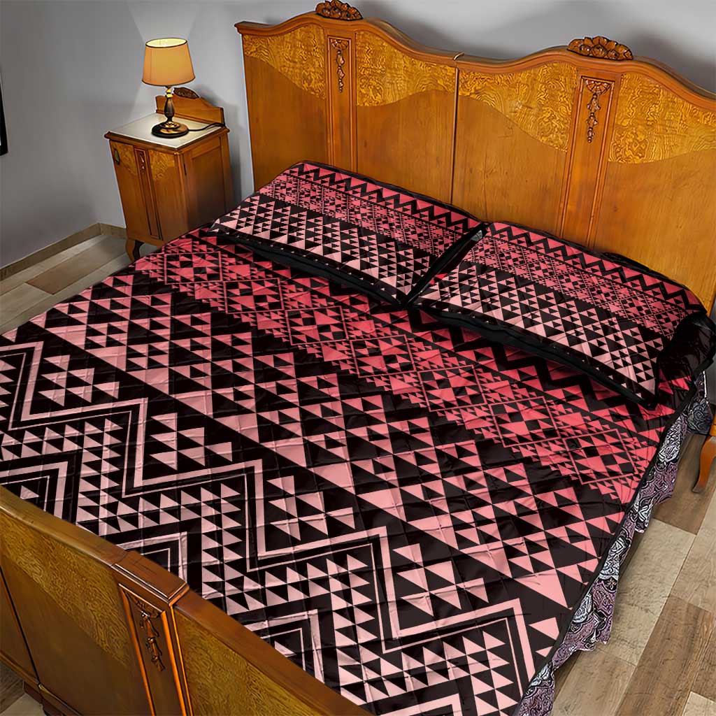 Maori Niho Taniwha Te Wheiao Quilt Bed Set Terracotta LT7 - Polynesian Pride
