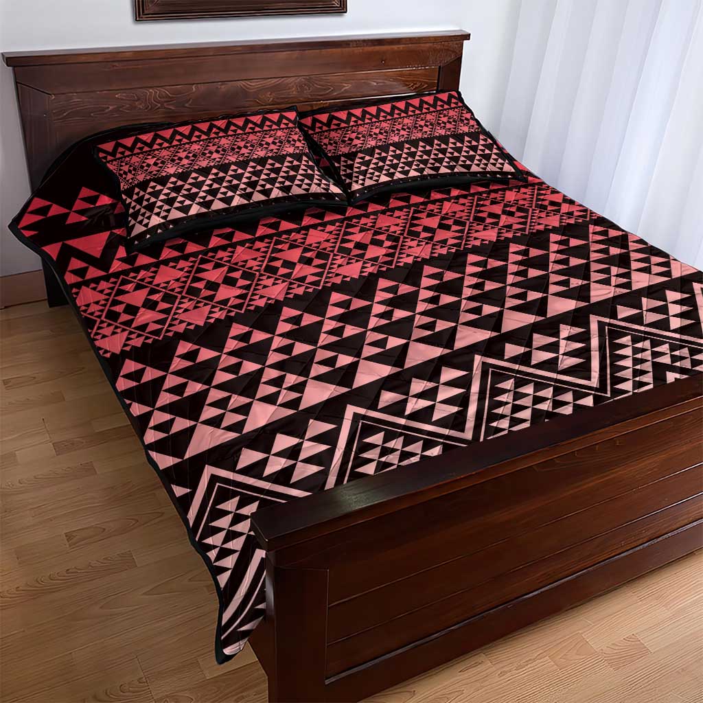 Maori Niho Taniwha Te Wheiao Quilt Bed Set Terracotta LT7 - Polynesian Pride
