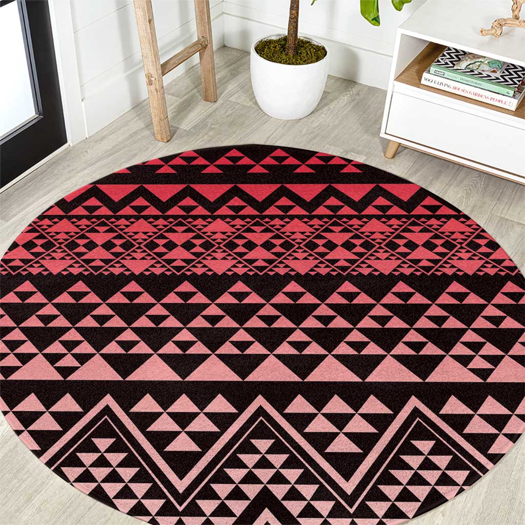Maori Niho Taniwha Te Wheiao Round Carpet Terracotta LT7 Terracotta - Polynesian Pride