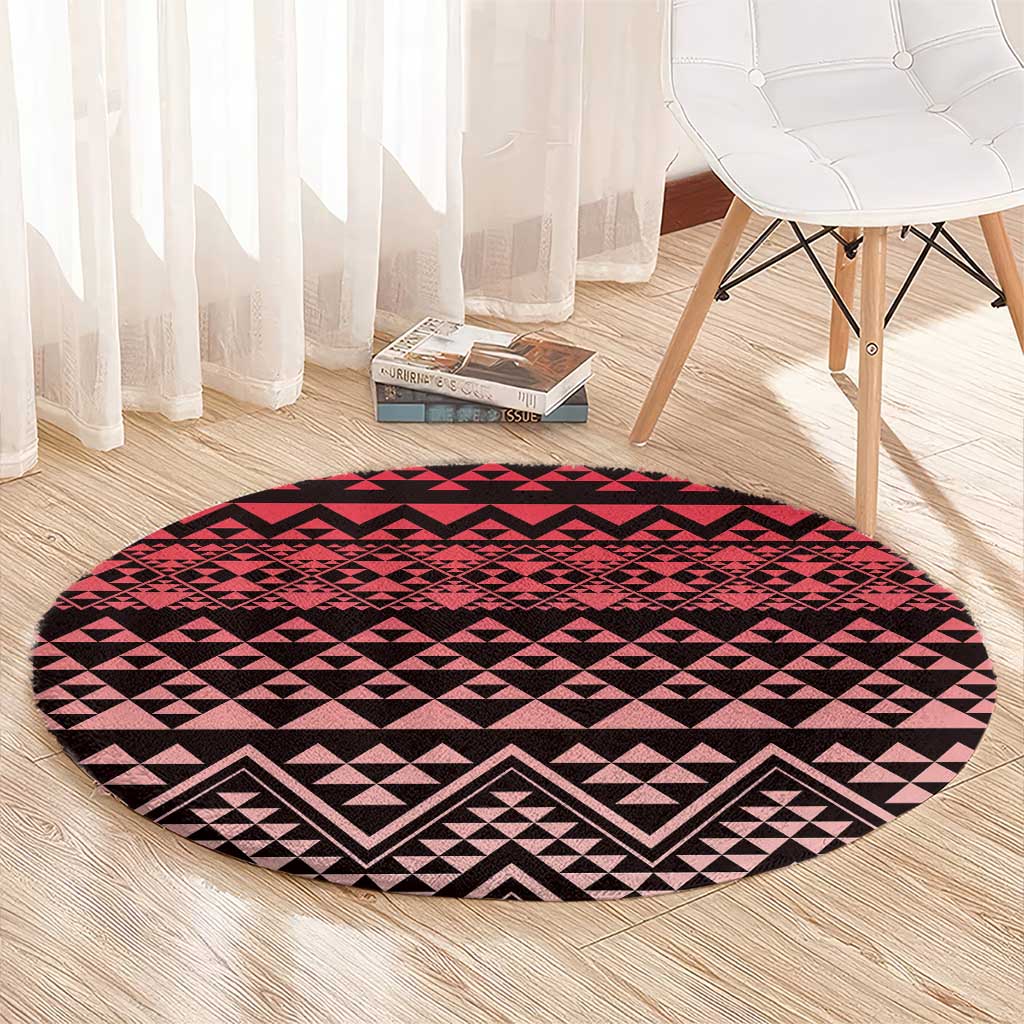 Maori Niho Taniwha Te Wheiao Round Carpet Terracotta LT7 - Polynesian Pride