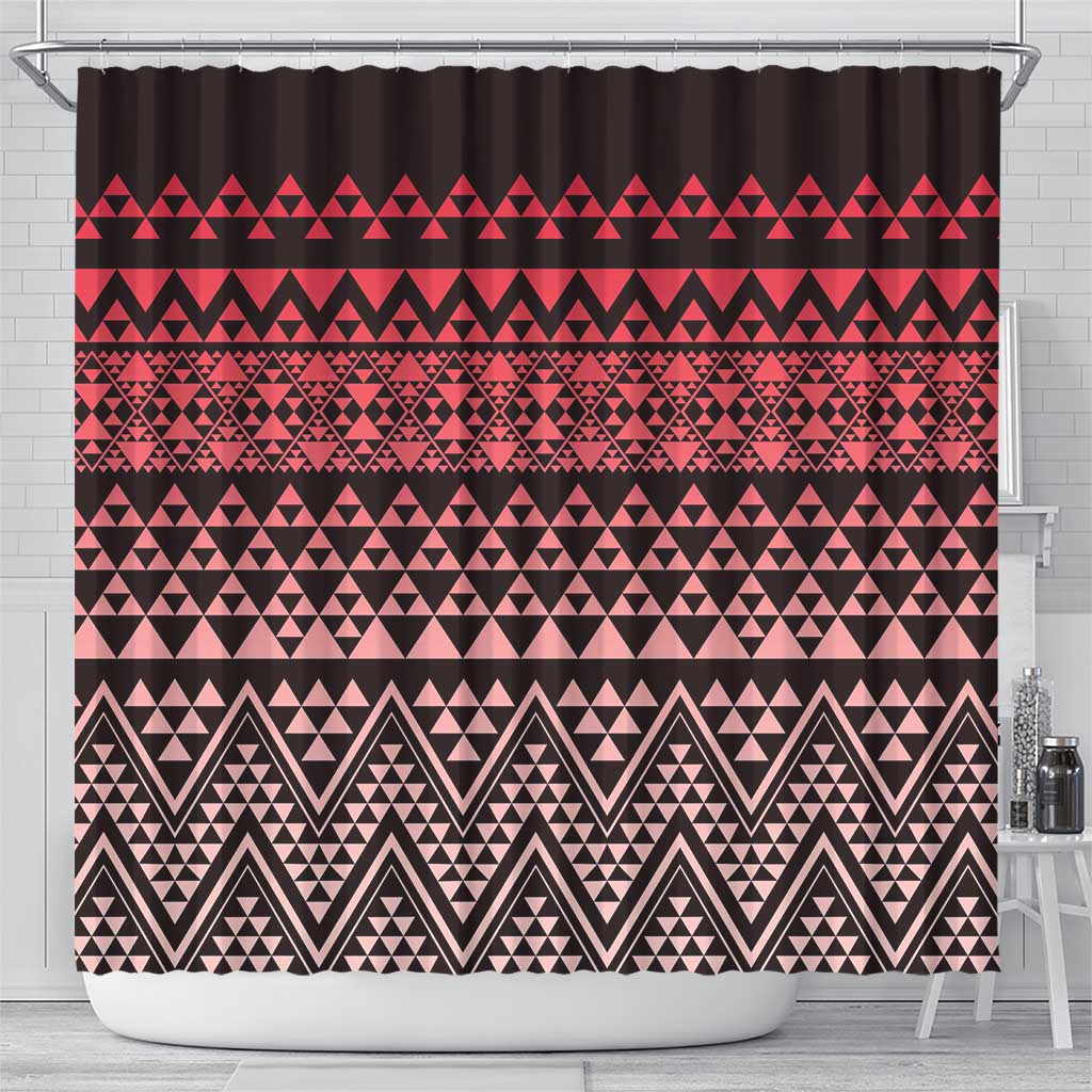 Maori Niho Taniwha Te Wheiao Shower Curtain Terracotta LT7 - Polynesian Pride