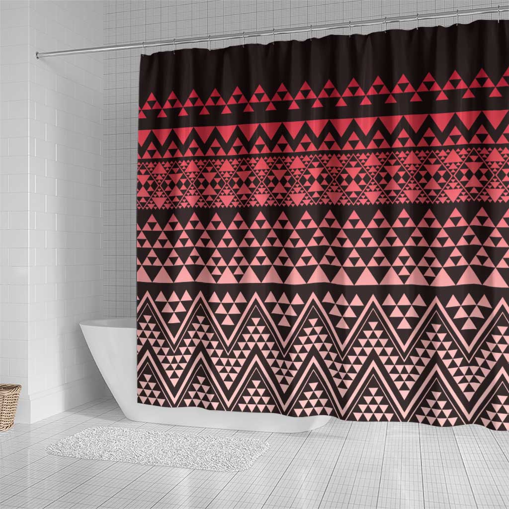 Maori Niho Taniwha Te Wheiao Shower Curtain Terracotta LT7 - Polynesian Pride