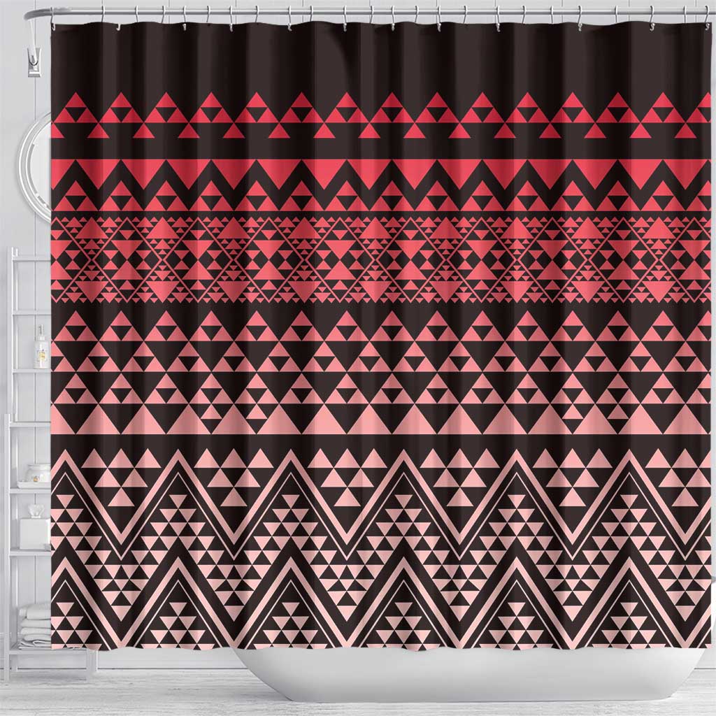 Maori Niho Taniwha Te Wheiao Shower Curtain Terracotta LT7 - Polynesian Pride