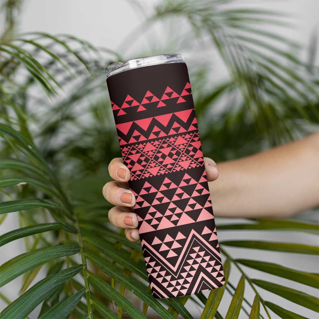 Maori Niho Taniwha Te Wheiao Skinny Tumbler Terracotta LT7 - Polynesian Pride