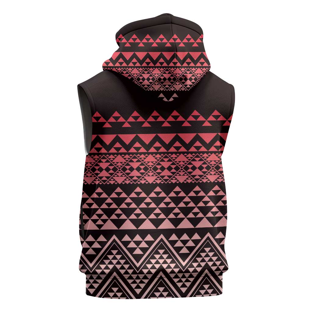 Maori Niho Taniwha Te Wheiao Sleeveless Zip Hoodie Terracotta LT7 - Polynesian Pride
