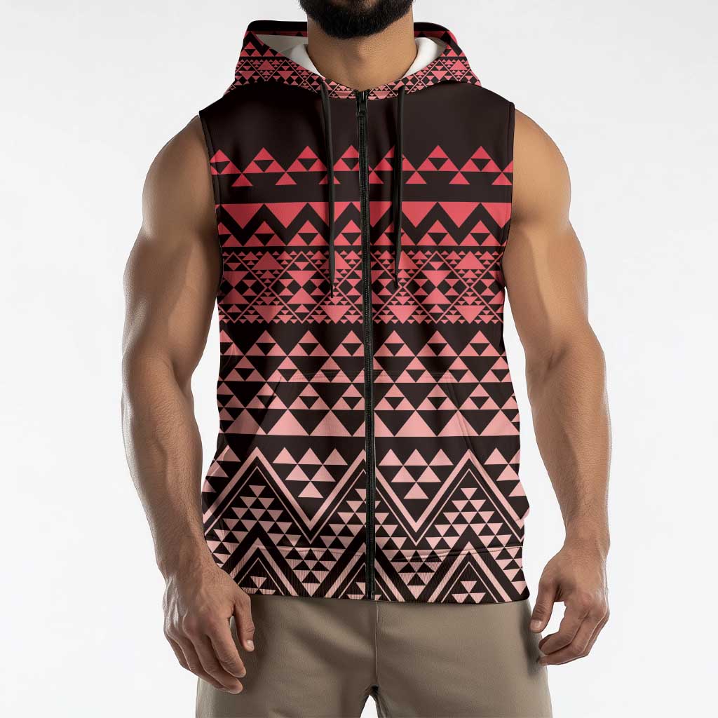 Maori Niho Taniwha Te Wheiao Sleeveless Zip Hoodie Terracotta LT7 - Polynesian Pride