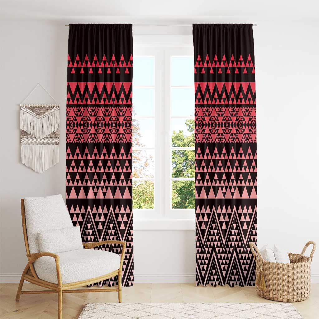 Maori Niho Taniwha Te Wheiao Window Curtain Terracotta LT7 - Polynesian Pride