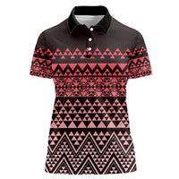 Maori Niho Taniwha Te Wheiao Women Polo Shirt Terracotta LT7 Female Terracotta - Polynesian Pride