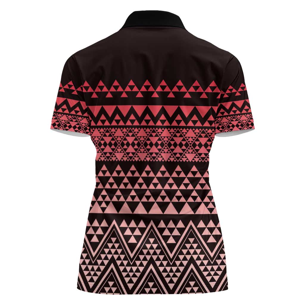 Maori Niho Taniwha Te Wheiao Women Polo Shirt Terracotta LT7 - Polynesian Pride