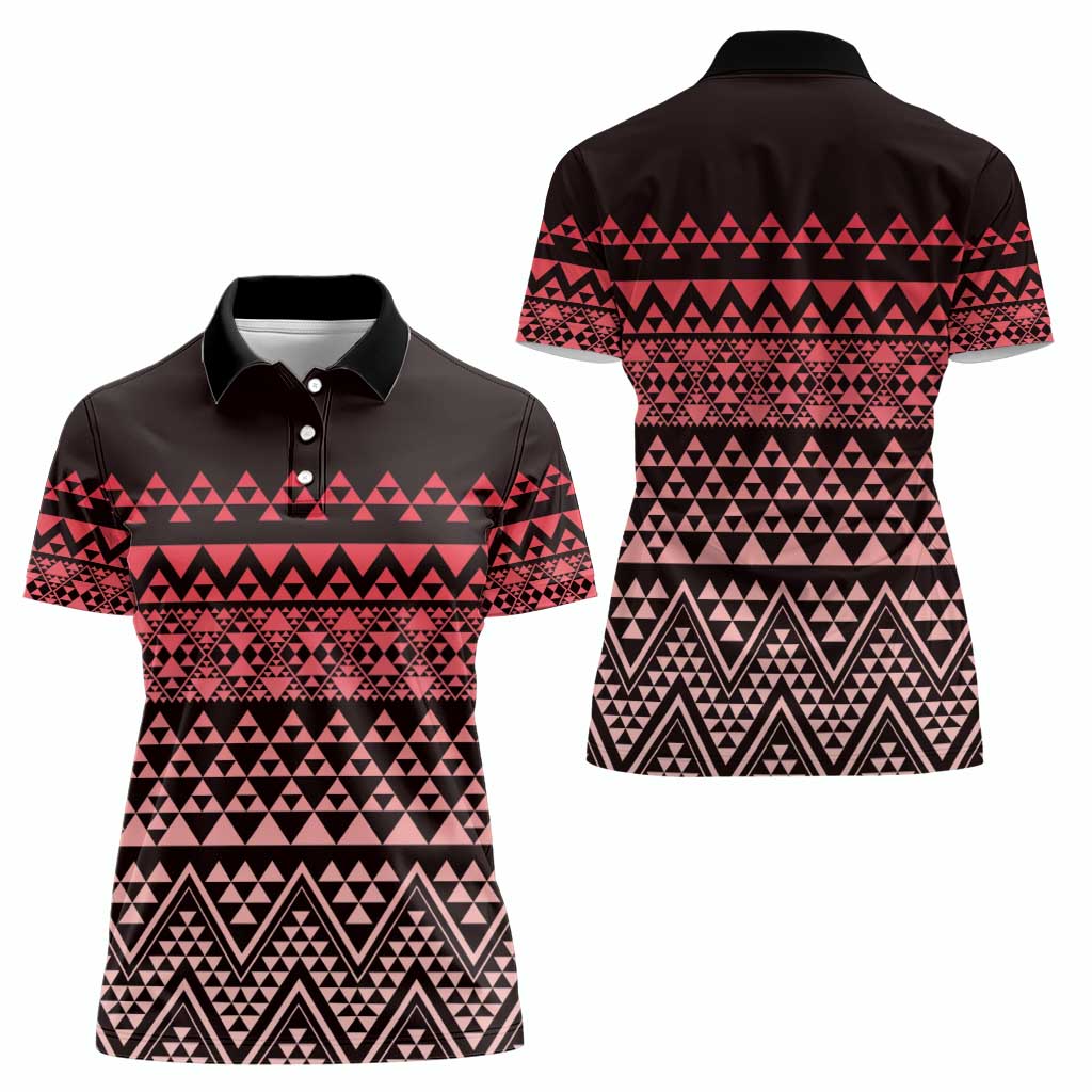 Maori Niho Taniwha Te Wheiao Women Polo Shirt Terracotta LT7 - Polynesian Pride