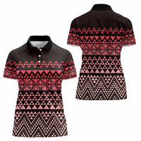 Maori Niho Taniwha Te Wheiao Women Polo Shirt Terracotta LT7 - Polynesian Pride