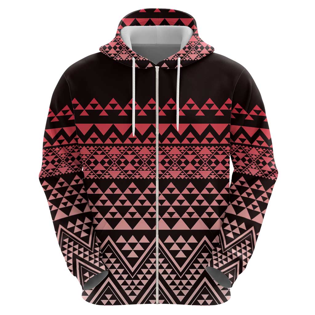 Maori Niho Taniwha Te Wheiao Zip Hoodie Terracotta LT7 - Polynesian Pride