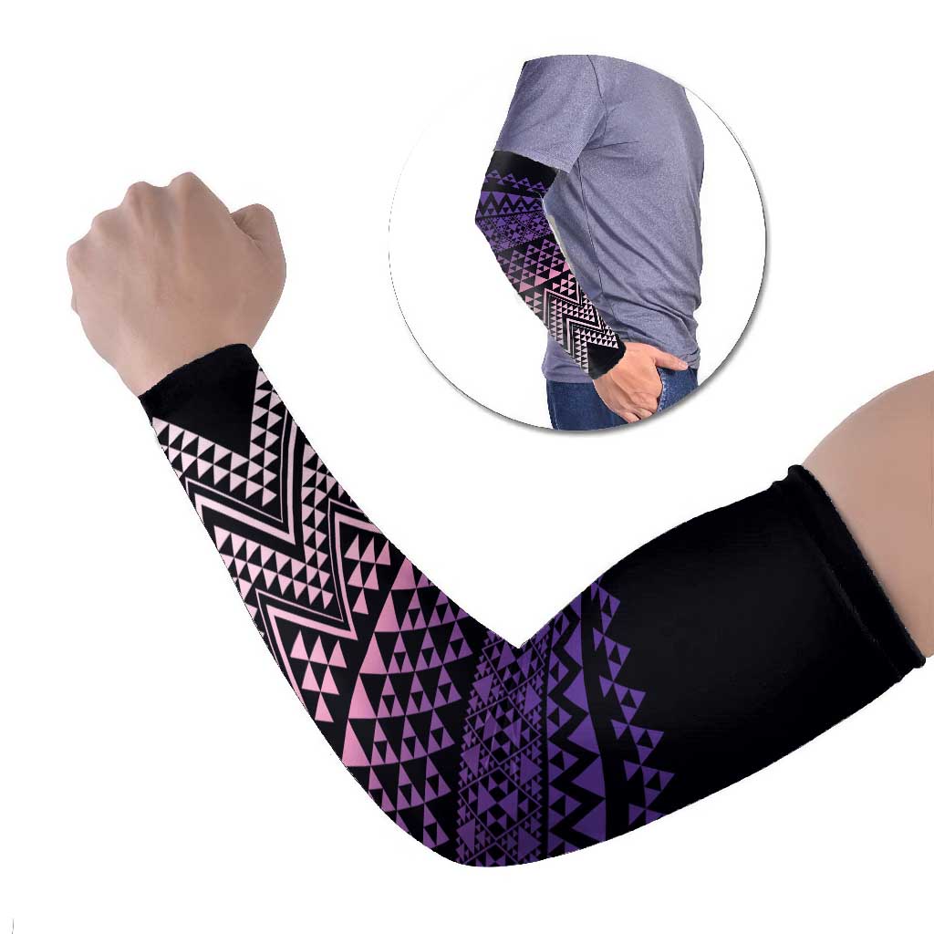 Maori Niho Taniwha Te Wheiao Arm Sleeves Waiporoporo LT7 Set of 2 Purple - Polynesian Pride