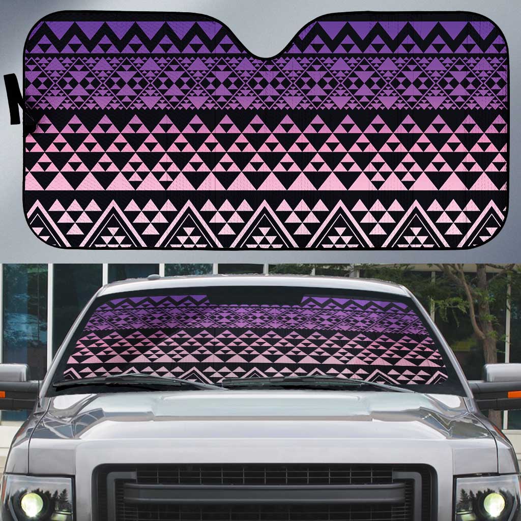 Maori Niho Taniwha Te Wheiao Auto Sun Shade Waiporoporo LT7 Purple - Polynesian Pride