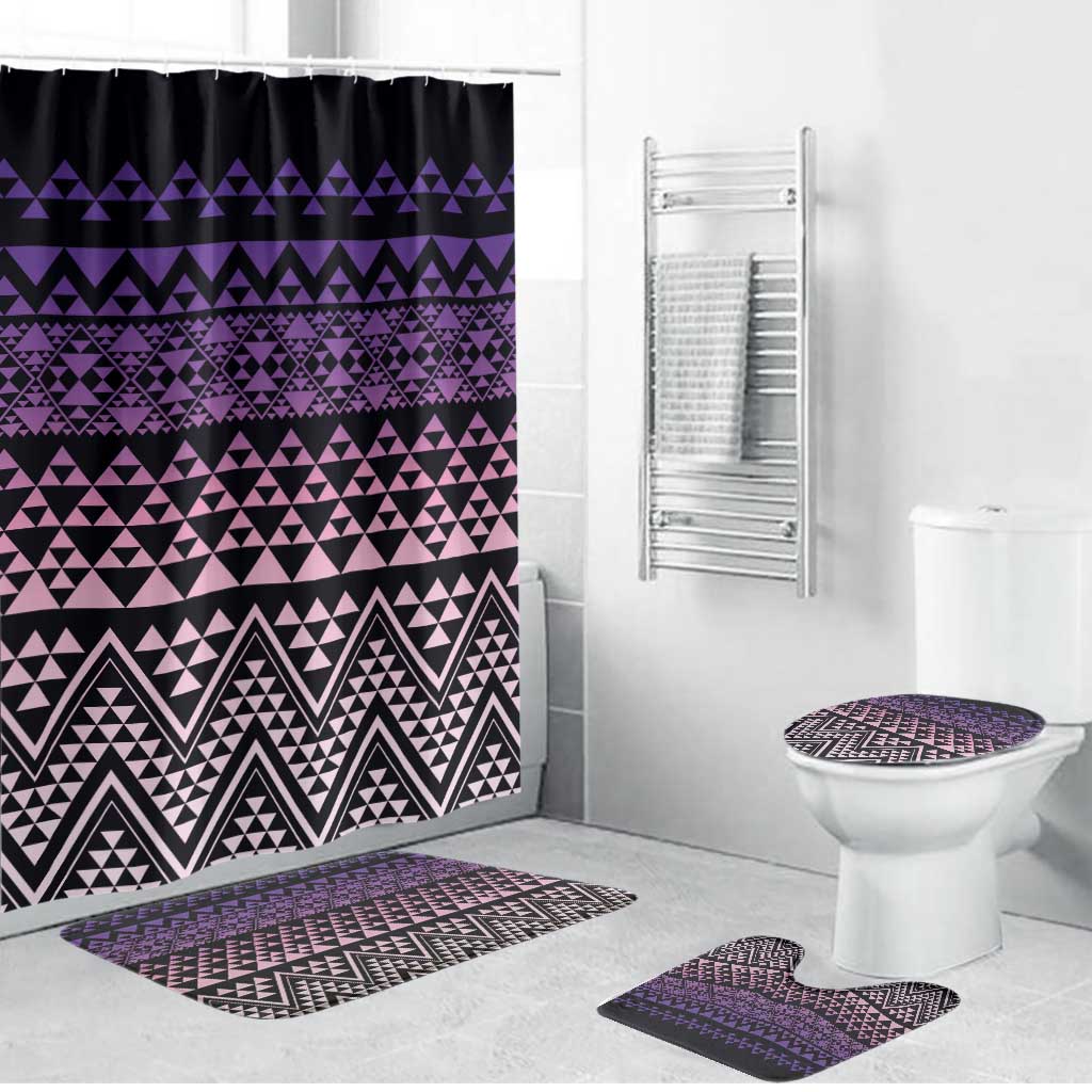 Maori Niho Taniwha Te Wheiao Bathroom Set Waiporoporo LT7 Bathroom Set (4 pcs) Purple - Polynesian Pride