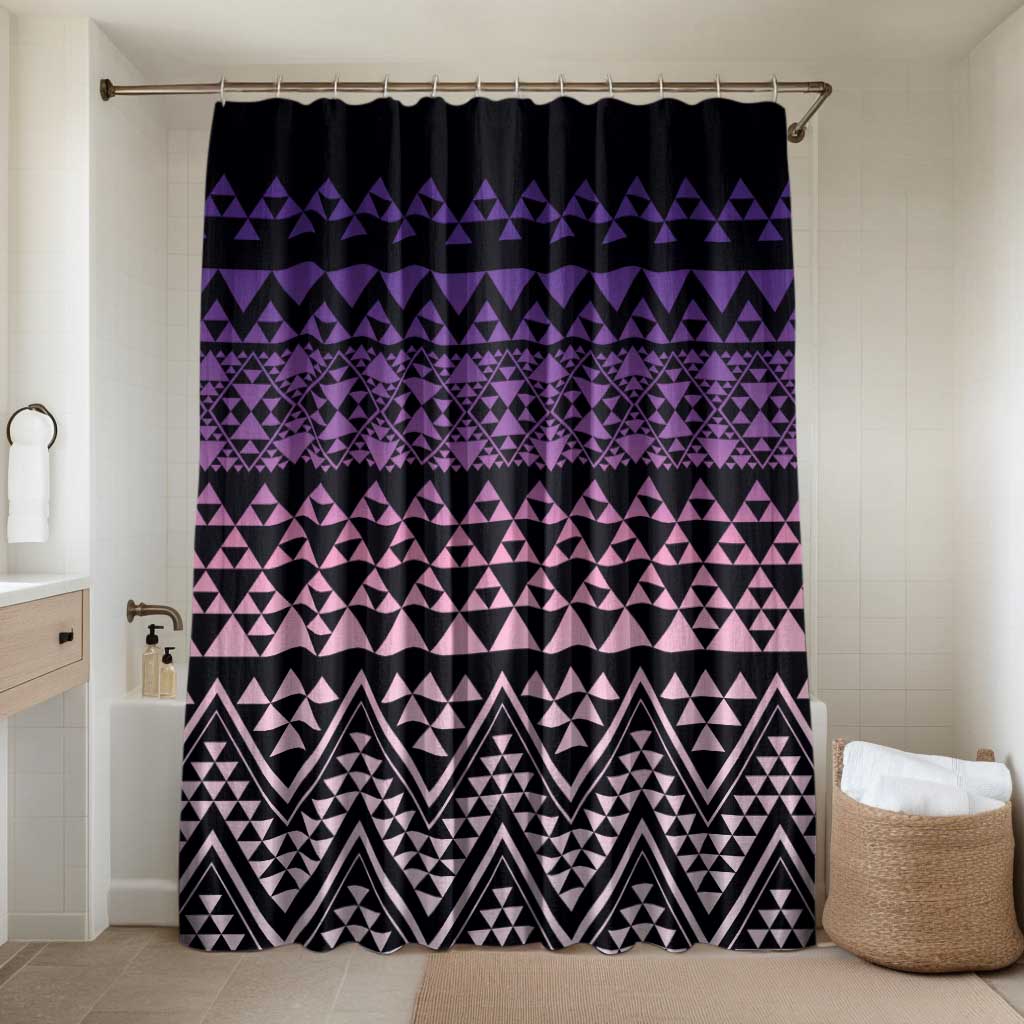Maori Niho Taniwha Te Wheiao Bathroom Set Waiporoporo LT7 Shower Curtain Only Purple - Polynesian Pride