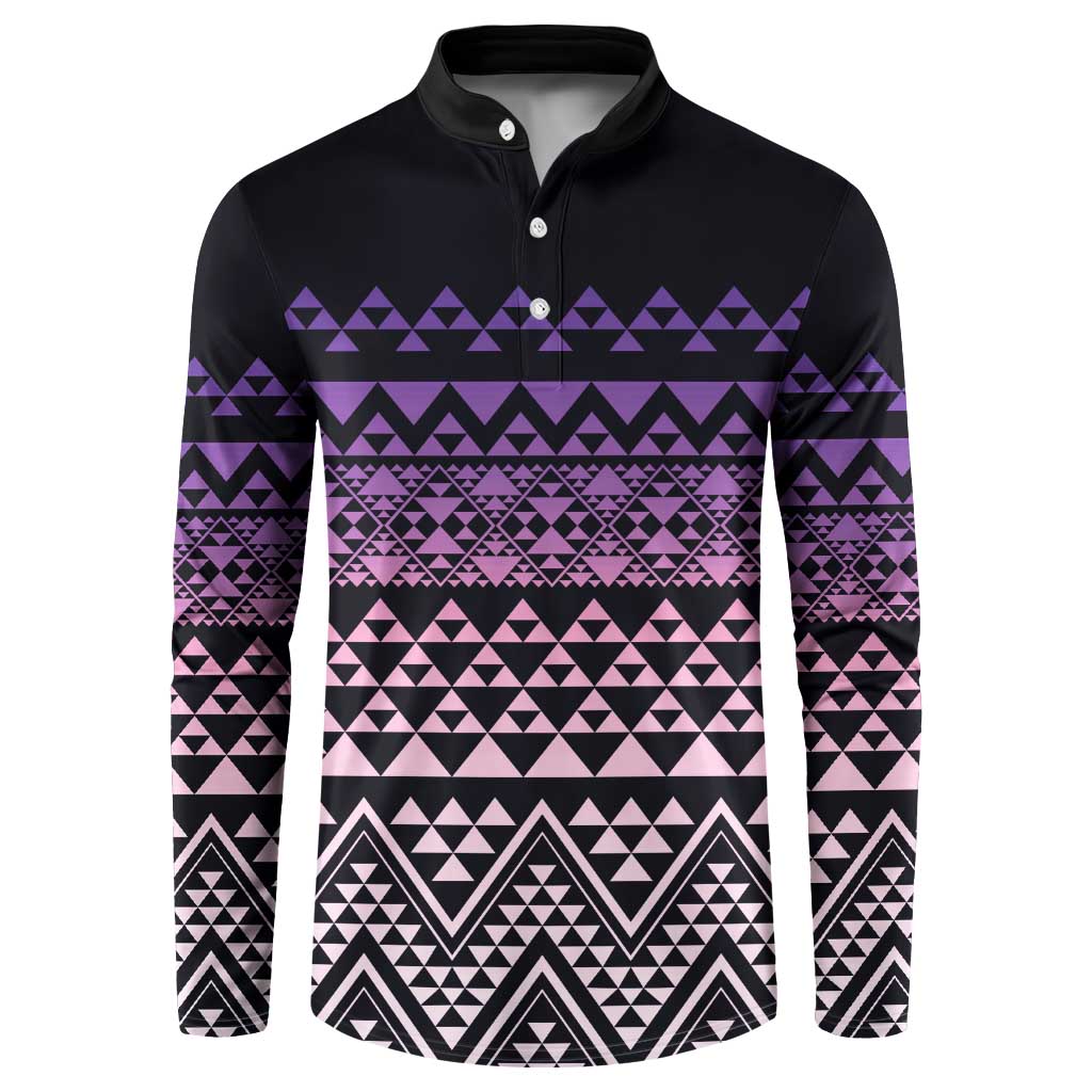 Maori Niho Taniwha Te Wheiao Button Sweatshirt Waiporoporo LT7 Purple - Polynesian Pride