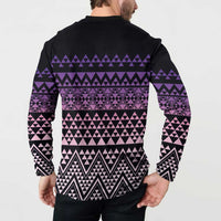 Maori Niho Taniwha Te Wheiao Button Sweatshirt Waiporoporo LT7 - Polynesian Pride