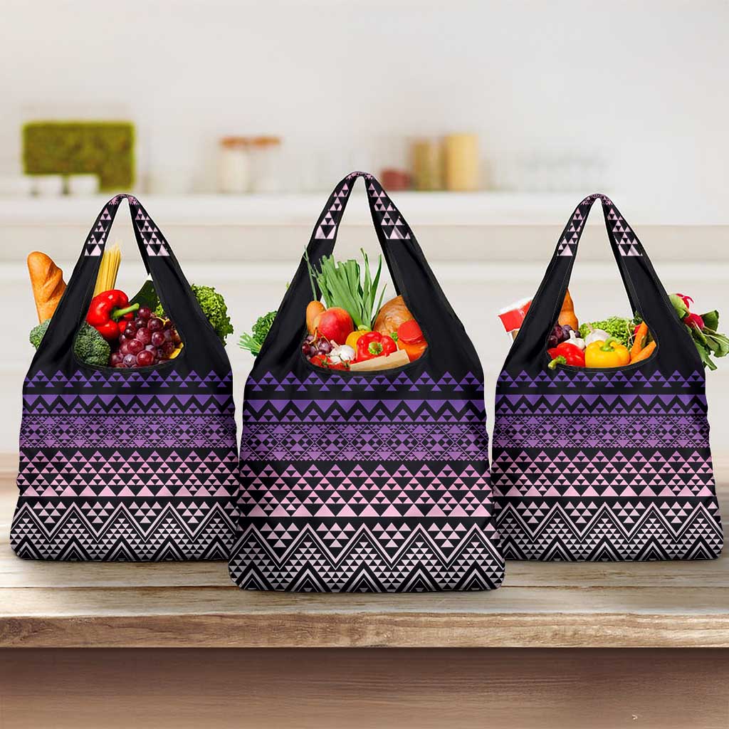 Maori Niho Taniwha Te Wheiao Grocery Bag Waiporoporo LT7 3-pack One Size Purple - Polynesian Pride