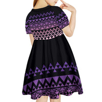 Maori Niho Taniwha Te Wheiao Kid Short Sleeve Dress Waiporoporo LT7 - Polynesian Pride