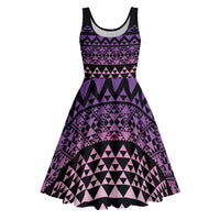 Maori Niho Taniwha Te Wheiao Midi Dress Waiporoporo LT7 Purple - Polynesian Pride
