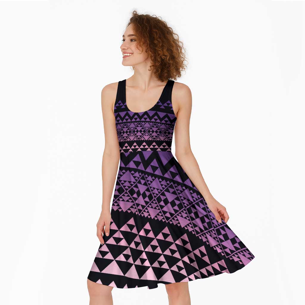 Maori Niho Taniwha Te Wheiao Midi Dress Waiporoporo LT7 - Polynesian Pride