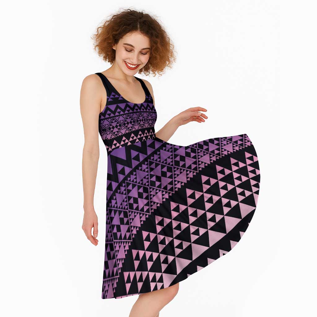 Maori Niho Taniwha Te Wheiao Midi Dress Waiporoporo LT7 - Polynesian Pride