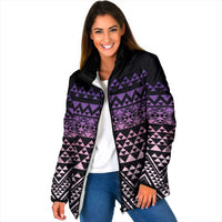 Maori Niho Taniwha Te Wheiao Padded Jacket Waiporoporo LT7 Women Purple - Polynesian Pride