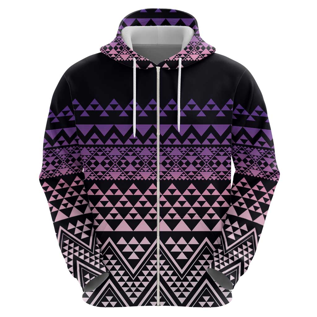 Maori Niho Taniwha Te Wheiao Zip Hoodie Waiporoporo LT7 - Polynesian Pride