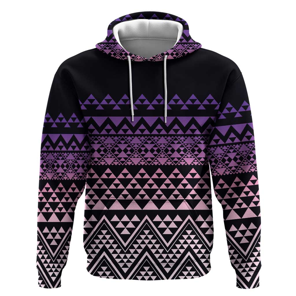 Maori Niho Taniwha Te Wheiao Zip Hoodie Waiporoporo LT7 Pullover Hoodie Purple - Polynesian Pride