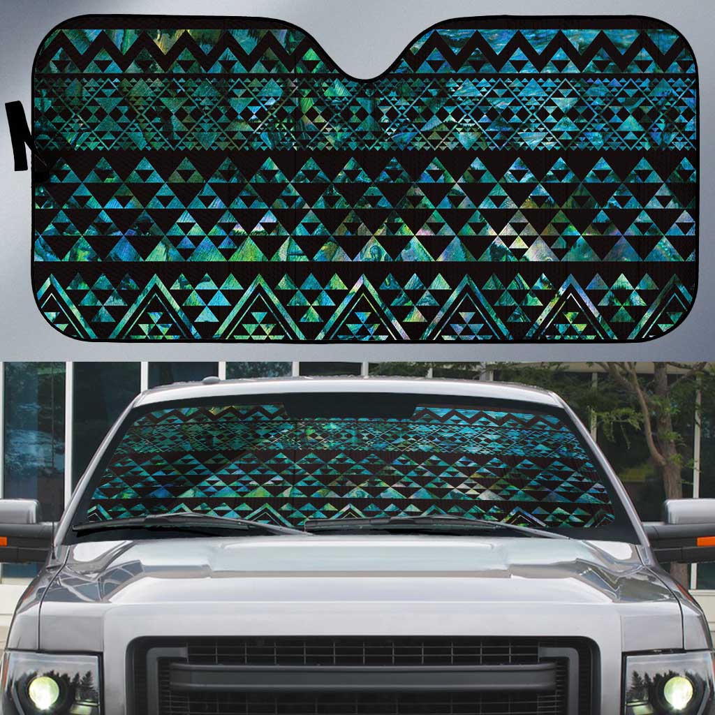 Maori Niho Taniwha Te Wheiao Auto Sun Shade Paua Shell LT7 Colorful - Polynesian Pride