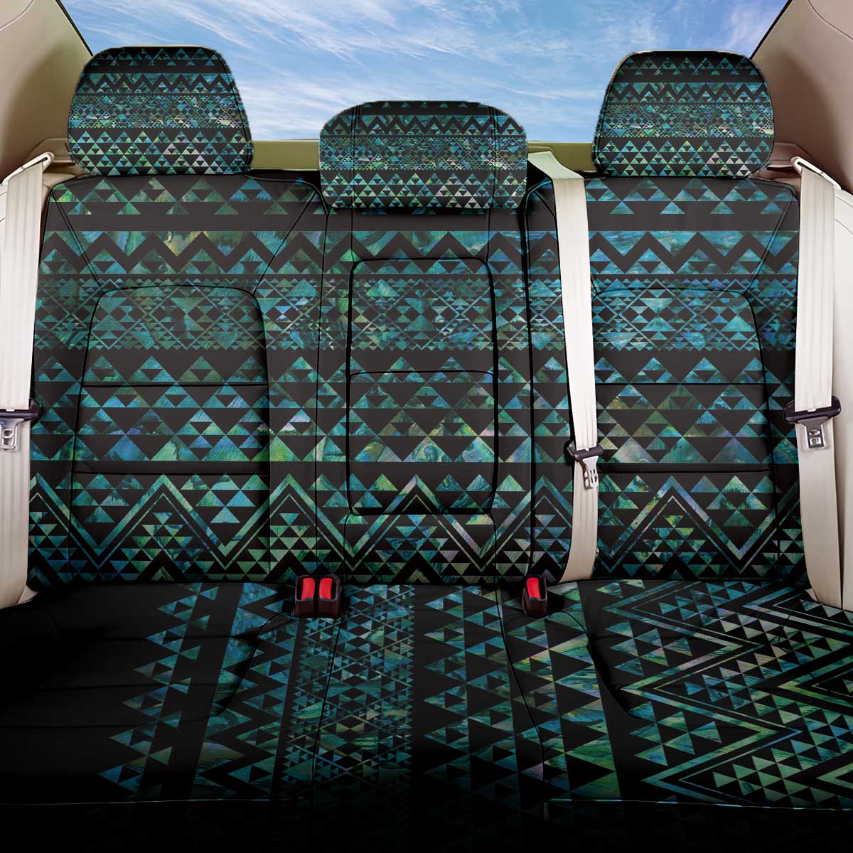 Maori Niho Taniwha Te Wheiao Back Car Seat Cover Paua Shell LT7 One Size Colorful - Polynesian Pride