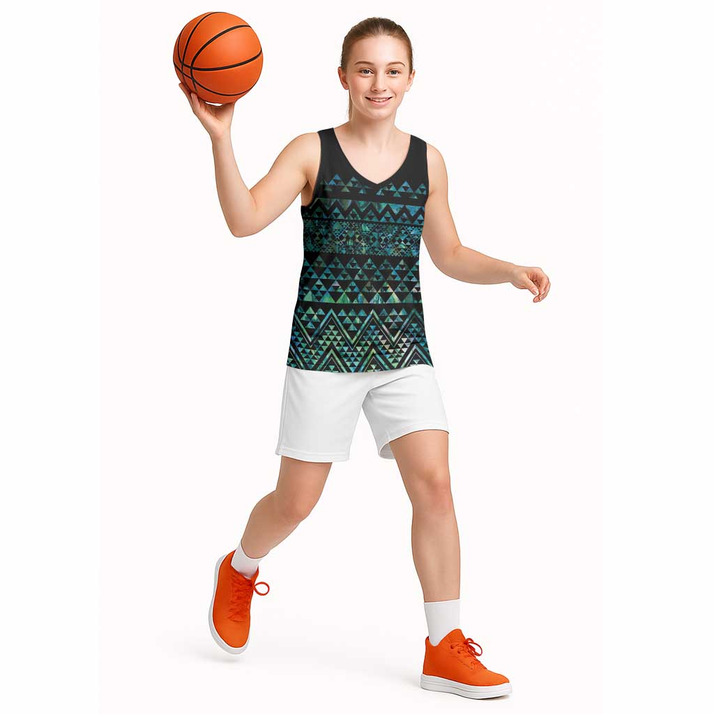 Maori Niho Taniwha Te Wheiao Basketball Jersey Paua Shell LT7 - Polynesian Pride