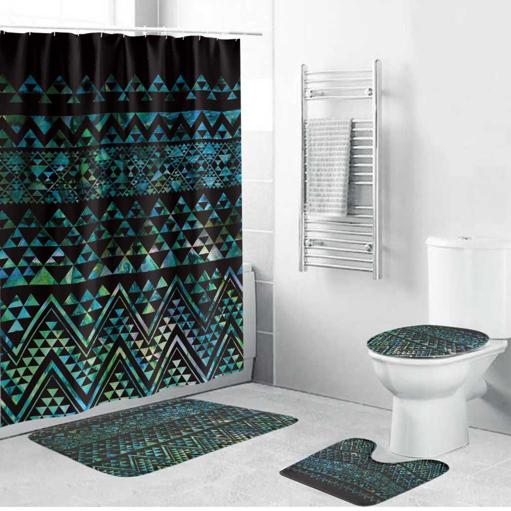Maori Niho Taniwha Te Wheiao Bathroom Set Paua Shell LT7 Bathroom Set (4 pcs) Colorful - Polynesian Pride