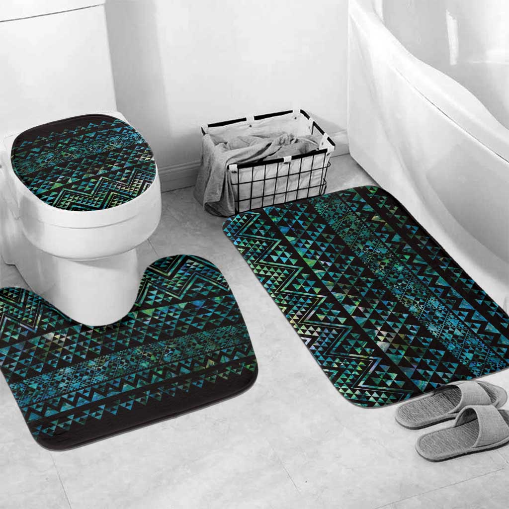 Maori Niho Taniwha Te Wheiao Bathroom Set Paua Shell LT7 Mat Set Only (3 pcs) One Size Colorful - Polynesian Pride