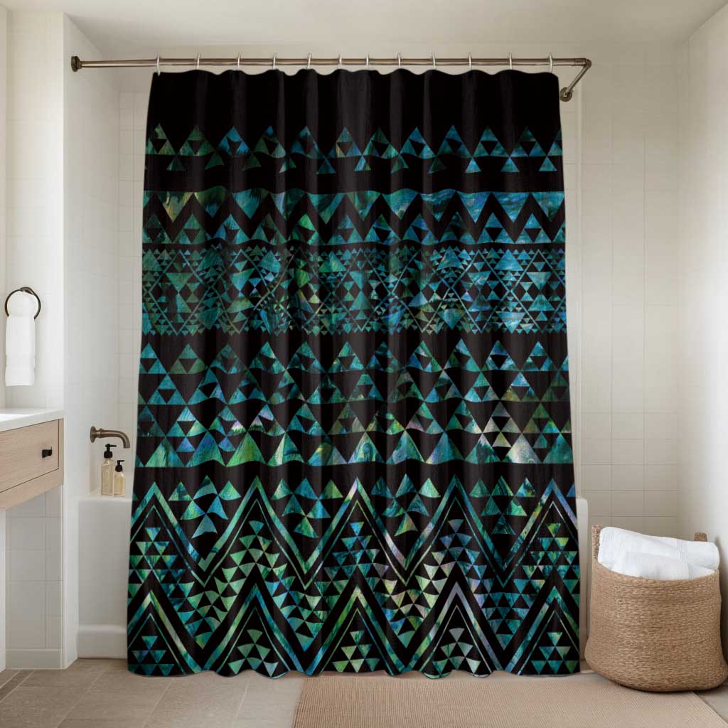 Maori Niho Taniwha Te Wheiao Bathroom Set Paua Shell LT7 Shower Curtain Only Colorful - Polynesian Pride