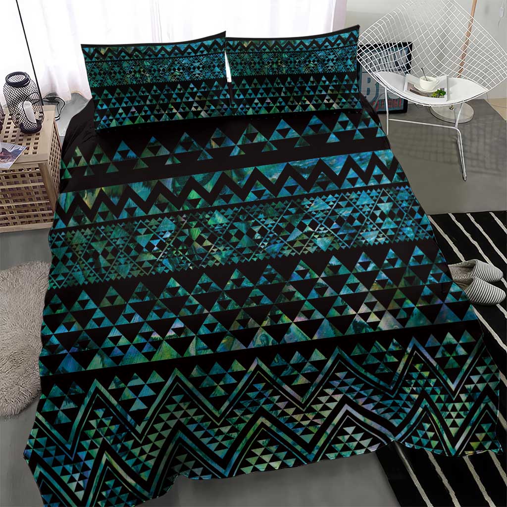 Maori Niho Taniwha Te Wheiao Bedding Set Paua Shell LT7 - Polynesian Pride