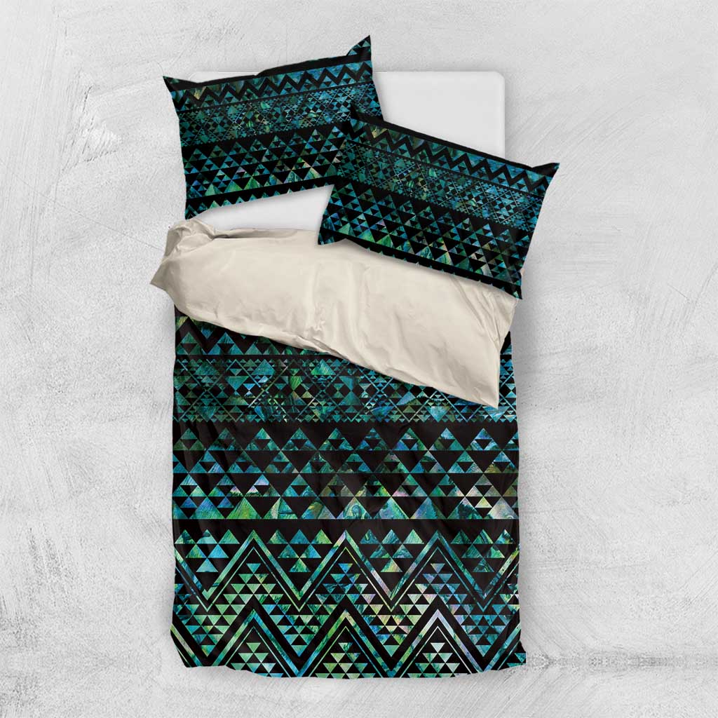 Maori Niho Taniwha Te Wheiao Bedding Set Paua Shell LT7 US Twin 172cm x 218cm Colorful - Polynesian Pride