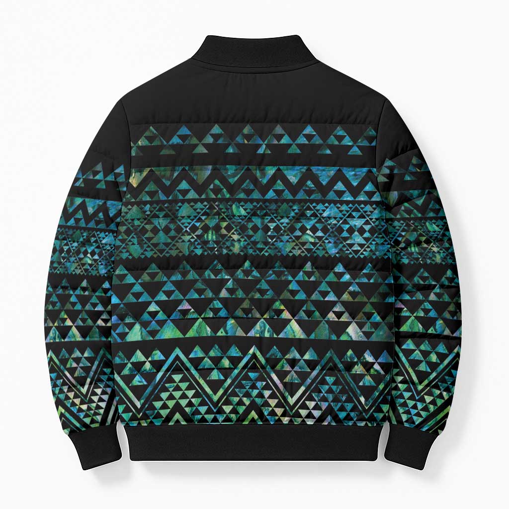 Maori Niho Taniwha Te Wheiao Bomber Puffer Jacket Paua Shell LT7 - Polynesian Pride