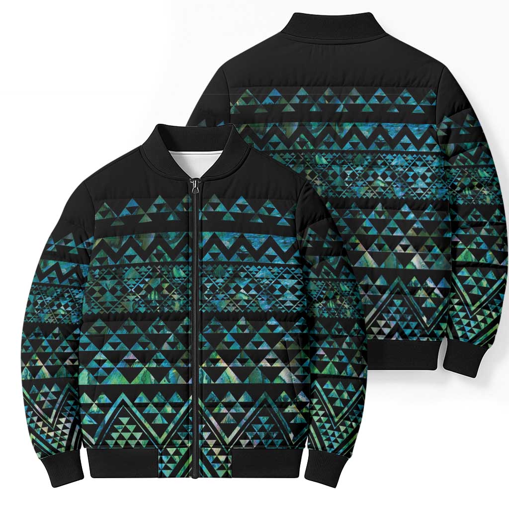 Maori Niho Taniwha Te Wheiao Bomber Puffer Jacket Paua Shell LT7 - Polynesian Pride
