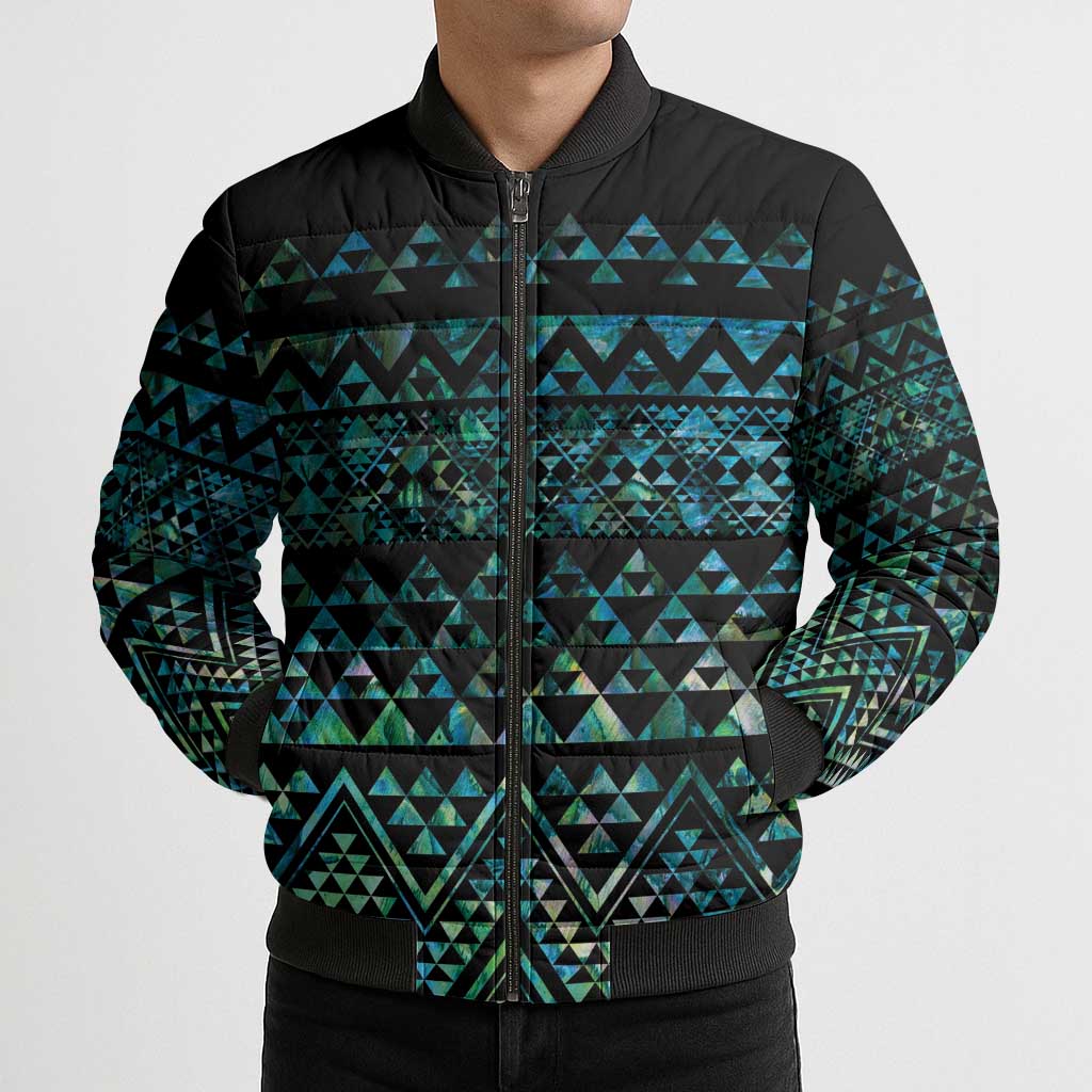 Maori Niho Taniwha Te Wheiao Bomber Puffer Jacket Paua Shell LT7 - Polynesian Pride