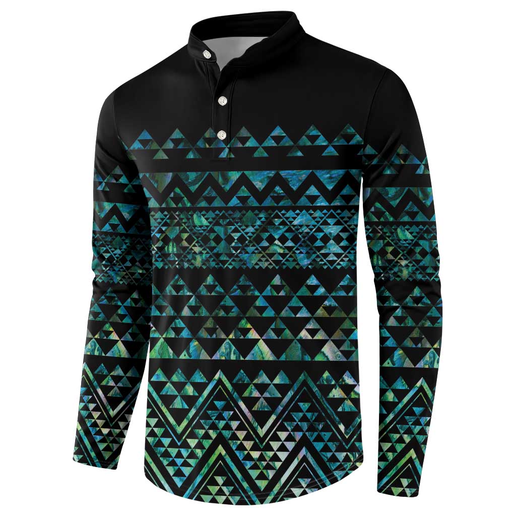 Maori Niho Taniwha Te Wheiao Button Sweatshirt Paua Shell LT7 - Polynesian Pride