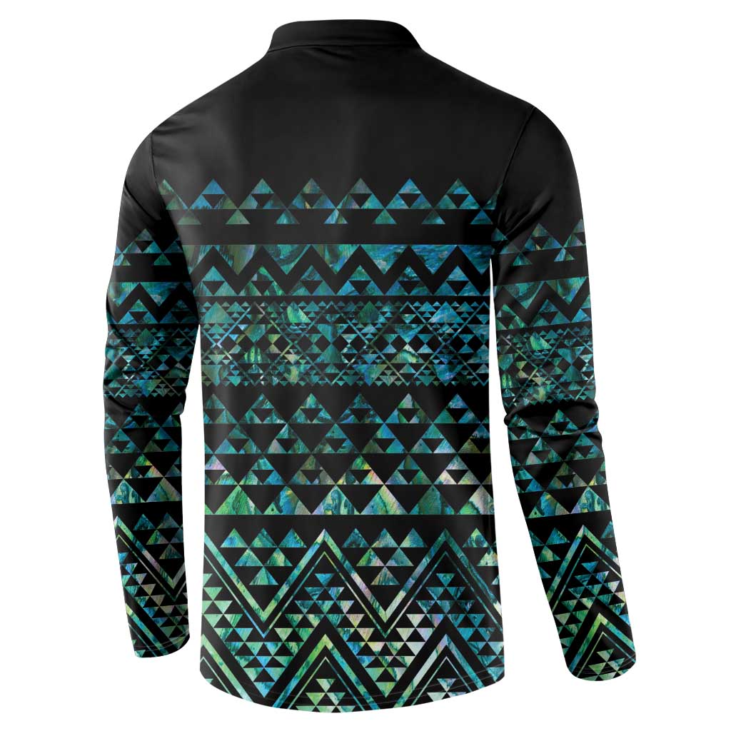 Maori Niho Taniwha Te Wheiao Button Sweatshirt Paua Shell LT7 - Polynesian Pride
