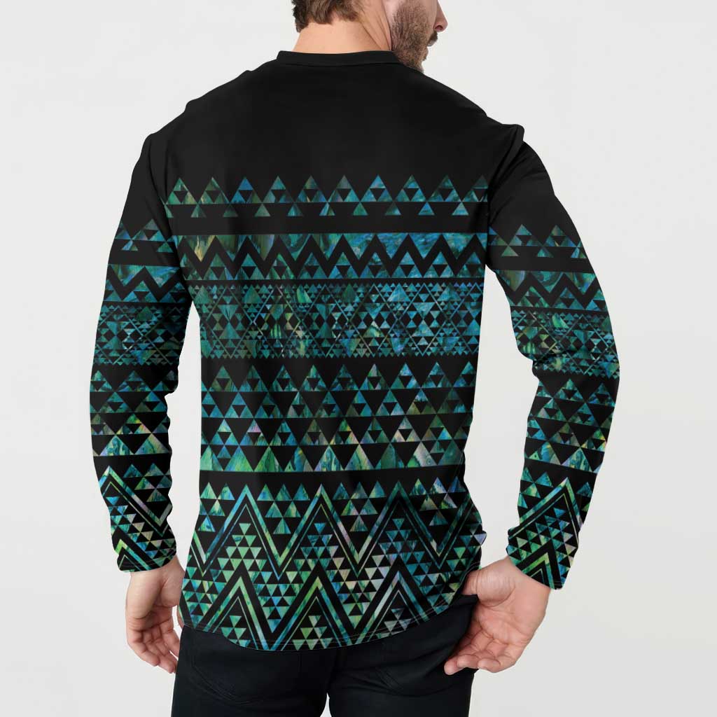 Maori Niho Taniwha Te Wheiao Button Sweatshirt Paua Shell LT7 - Polynesian Pride