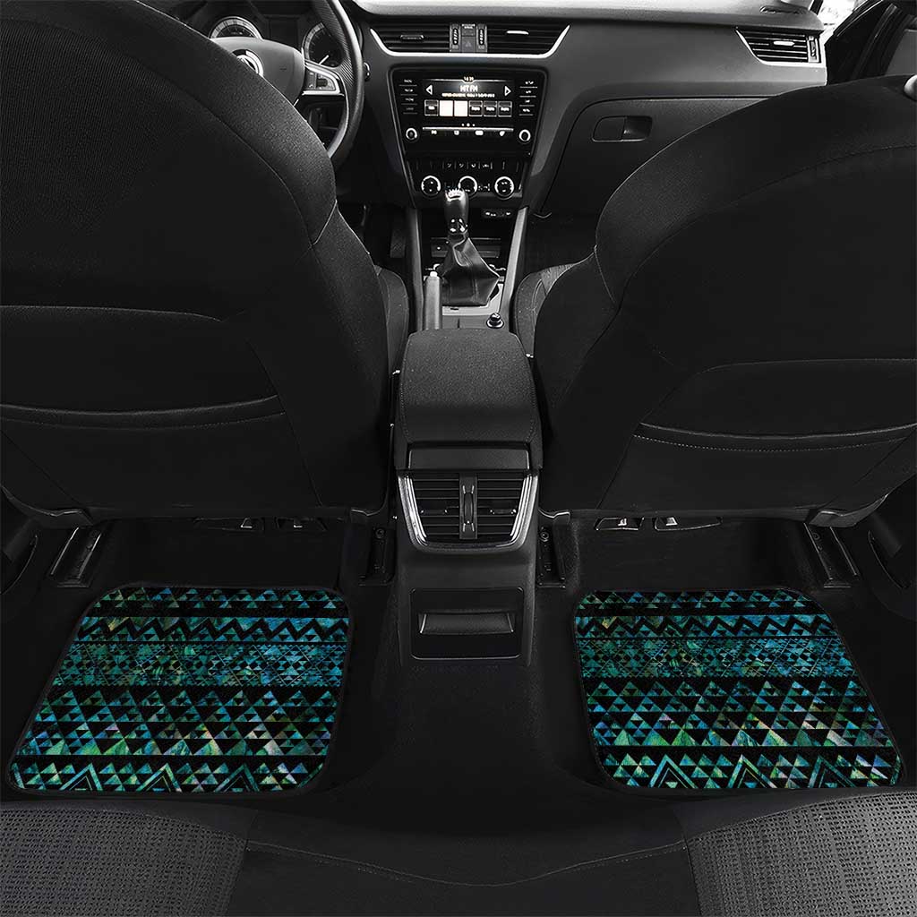 Maori Niho Taniwha Te Wheiao Car Mats Paua Shell LT7 Set 2pcs - Back Colorful - Polynesian Pride