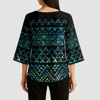 Maori Niho Taniwha Te Wheiao Kimono Sleeve Blouse Paua Shell LT7 - Polynesian Pride