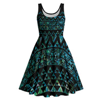 Maori Niho Taniwha Te Wheiao Midi Dress Paua Shell LT7 Colorful - Polynesian Pride